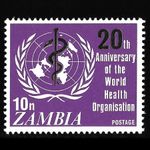🇿🇲 ZAMBIA 1968 : 10n. Emblem; 20th Anniversary of WHO; Health [MNH] [SG143]
