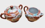Vintage Japanese Geisha Ware Creamer & Sugar Set w Lid Porcelain Hand-Painted