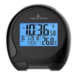 Precision Radio Controlled Bedside Alarm Clock With Big Blue Digital LCD