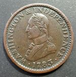 USA Washington Large Military Bust 1783 Colonial One Cent ( plain edge ) scarce