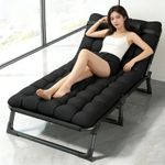 Sun Lounger Folding Recliner Chair Garden Outdoor Bed with Mattress And Pillow