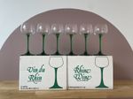 12 x Luminarc Green Stem Wine Glasses By JG Durand, in Box, Mid Century 