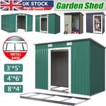 8x4ft Metal Garden Shed Galvanised Steel Storage House With Lockable Door Tools