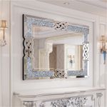Large Crushed Diamond Wall Mirror Loose Diamante Accent Mirror Crystal Eye Catch