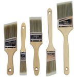 Paint Brushes, 5-Piece, Paint Brush Set: Flat & Angle Brushes for Latex and Oil
