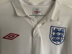 England Men's Long Sleeve Football Shirt 2009 -10 Home White Umbro Size 40