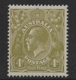 Australia - KGV Head Stamp - 4d Yellow/Olive MNH - SG 91