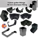 Black 112mm Square Gutter 65mm Downpipe Fittings Rainwater Drainage System