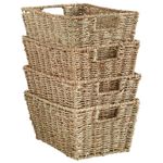 Seagrass Storage Baskets, Set of 4 Wicker Baskets for Organisation, Vonhaus