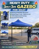3m x 3m COMMERCIAL GRADE HEAVY DUTY POP UP GAZEBO MARKET STALL MARQUEE GMATE UK