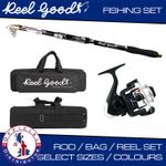 Telescopic Fishing Rod Reel Combo Pre-Spooled, Carry Bag Travel Set 2.1m 2.4m 3m