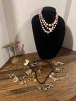 lot of costume jewelry brooches, Earrings (clip & Pierced), & Necklaces Read