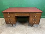 Vintage Double Pedestal 6 Drawer Desk With Keys