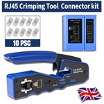 RJ45 Crimping Tool Connector Kit With EZ Pro HD Ethernet Cable Network Tester BU