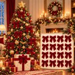 CNMTCCO 16Pcs Christmas Burgundy Velvet Bows,Red Large size, Deep Wine Red