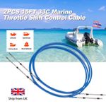 2x 15FT Boat Marine Shift Throttle Control Cables 33C for YAMAHA HONDA Outboard