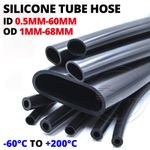 Black Silicone Tube Hose ID 0.5mm-60mm × OD 1mm-68mm Soft Rubber Pipe