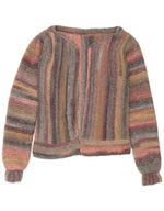 Vintage Womens Open Cardigan Sweater UK 14 Medium Multicoloured Striped QB02