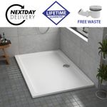 Rectangle Slimline Shower Tray Stone Resin For Cubicle Enclosure & FREE Waste