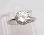 Silver Solitaire Ring Large Simulated Diamond Size L 1/2 6.25 Sterling 925