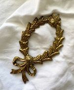 Antique Cast Brass Laurel Wreath Bow Applique French Louis XVI Furniture Mount