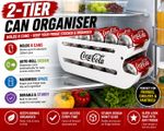 2 tier fridge can organiser 8 can drinks dispenser storage rack auto roll.