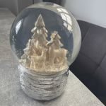 Heaven Sends Christmas Snow Globe White Deers with Glitter