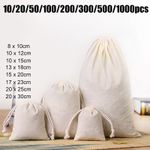 10-1000PCS 130g Natural Cotton Drawstring Storage Bags Christms Wedding Gift Bag