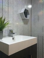 Platinum White Sparkle & Chrome 8mm Cladding Bathroom Ceiling Panels Shower Wall