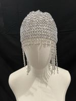 Silver rhinestone headpiece with fringe
