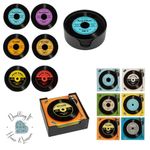 Good Times Collection Shudehill Glass Record Coasters Set of 6 in Square/Circle