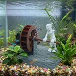 Fish Tank Aquarium Ornament Skeleton Decor Waterwheel Landscaping Accessories