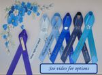 Blue personalised memorial  / funeral / sympathy ribbon / pin, ready to wear