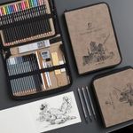 57PCS Professional Artist Pencils Set Drawing Sketching Colouring Art Kit Adult