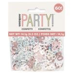 60th Birthday Decorations Table Confetti Age 60 Party Rose Gold Metallic Colours