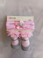 Babytown Girls Ankle Socks Set with Headband Pink/Grey 6-9 Months