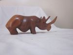 wooden figurine rhinoceros well made small used good condition 