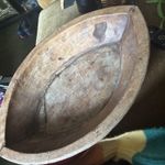 Antique Huge Heavy Solid Wood Hand Carved  Wooden Rustic Bread Dough Bowl / Teen