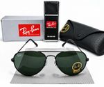Ray-Ban RB3025 Aviator Sunglasses 58mm | Black Frame Grey Lenses New