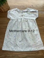 Mothercare Girls Grey Polka Dot Knit A-Line Short Sleeve Button Dress 9-12M