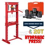 20 Ton H-Frame Workshop Garage Hydraulic Shop Press & 23 Pcs Bearing Bush Driver
