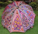 Garden Parasol Handmade Embroidered Indian Outdoor Sun Shade Patio Umbrella 72