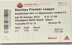 2013 Sunderland AFC vs Manchester United Ticket Stub Premier League