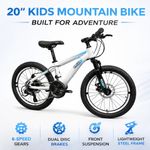 20” Kids Mountain Bike 6 Speed Disc Brakes Suspension Boys Girls Bicycle