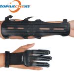 Leather 4-Straps Archery Arm Guard or/and 3 Finger Shooting Glove Bow Hunting