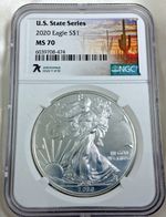 2020 $1 U.S. Coin American Silver Eagle NGC MS70 uncirculated Slabbed Arizona