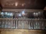 Stainless Steel Floral Cutlery Set with Case 50pc Service for 6 