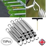 15 Pack 7" Inch Heavy Duty Trampoline Springs Galvanised Replacement + T-Hook