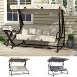 3 Seater Garden Swing Chair 2-in-1 Hammock Bed w/ Tilting Canopy