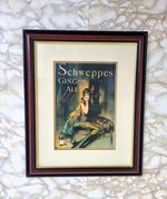 Vintage Framed Art Deco Schweppes Ginger Ale Advertising Poster